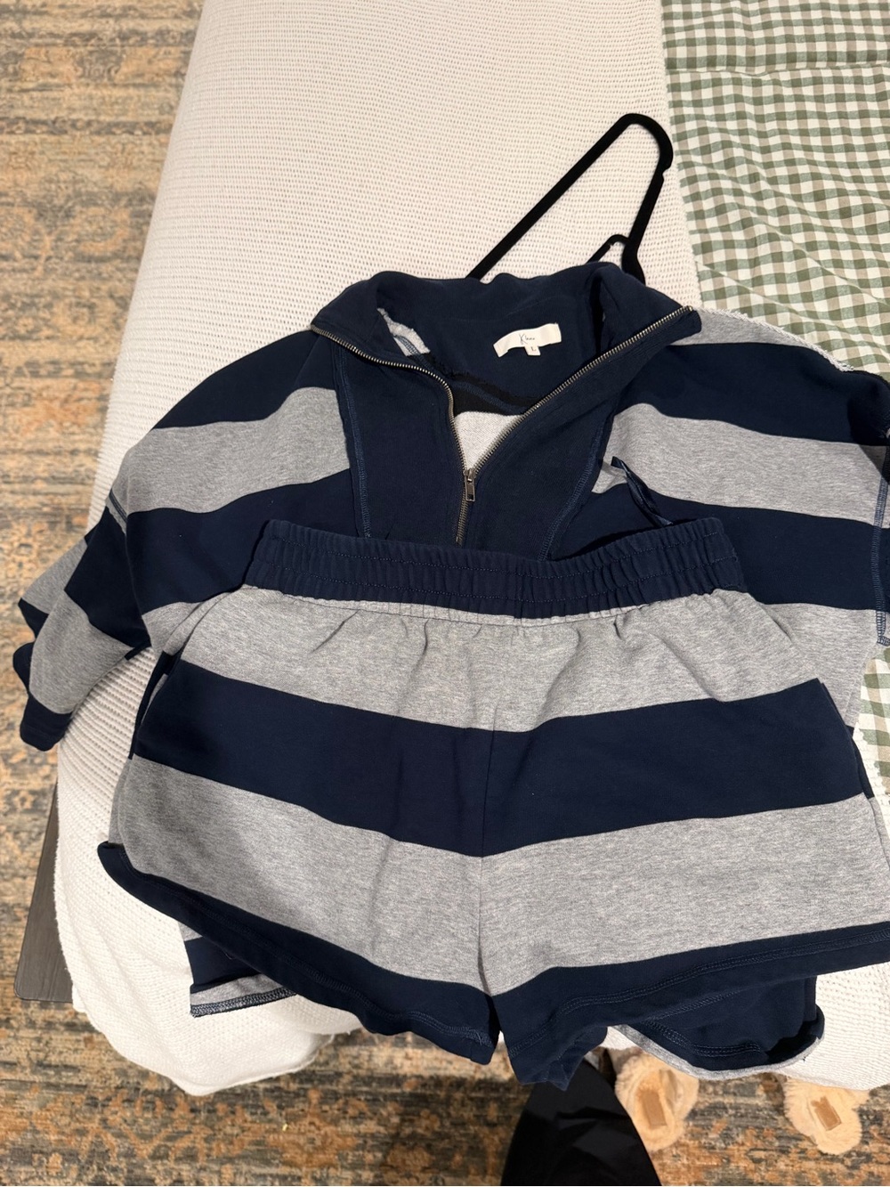 Kids Navy and Gray Striped Shorts by